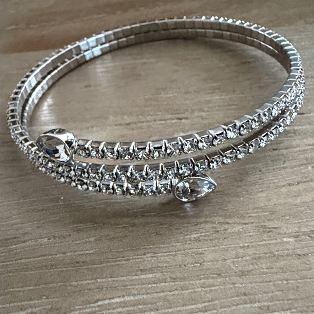 Silver Crystal Double-Row Swarovski Wrap Bracelet